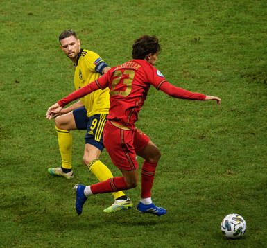 Marcus Berg of Sweden and Joao Felix of Portugal
