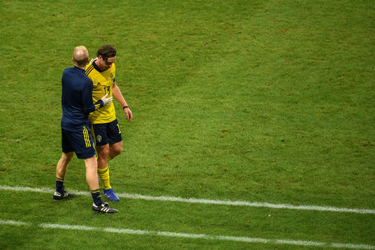 Gustav Svensson of Sweden looks dejected