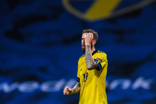 Pontus Jansson of Sweden looks dejected