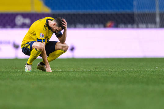 Marcus Berg of Sweden looks dejected