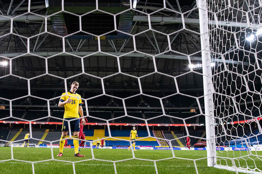 Emil Krafth of Sweden looks dejected