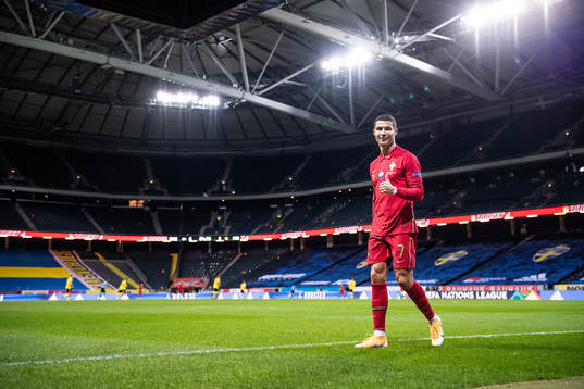 Cristiano Ronaldo of Portugal leaves the pitch