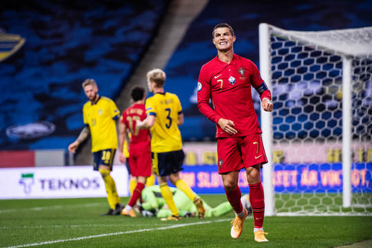 Cristiano Ronaldo of Portugal looks dejected
