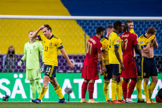 Gustav Svensson of Sweden leaves the pitch