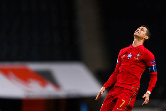 Cristiano Ronaldo of Portugal looks dejected