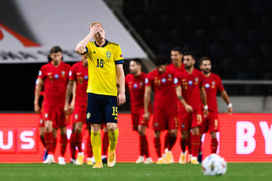 Dejan Kulusevski of Sweden looks dejected