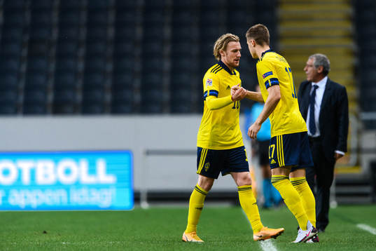 Emil Forsberg and Mattias Svanberg of Sweden