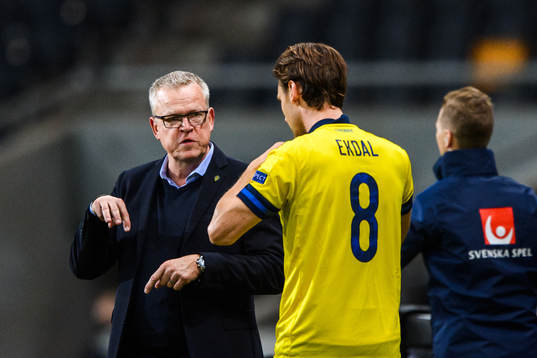 Head coach Janne Andersson and Albin Ekdal of Sweden