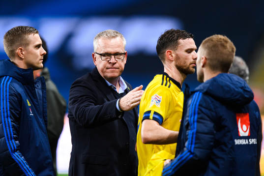 head coach Janne Andersson and Marcus Berg of Sweden