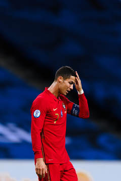 Cristiano Ronaldo of Portugal looks dejected