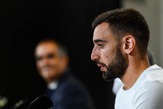 Bruno Fernandes of Portugal at a press conference