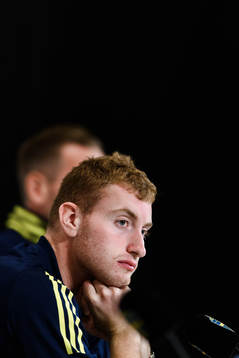 Dejan Kulusevski of Sweden at a press conference