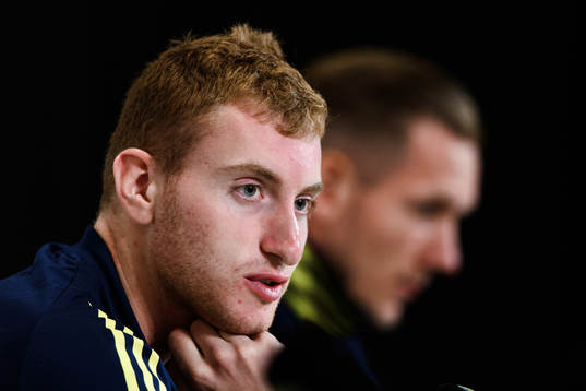 Dejan Kulusevski of Sweden at a press conference