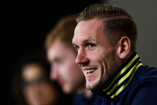 Goalkeeper Robin Olsen of Sweden at a press conference