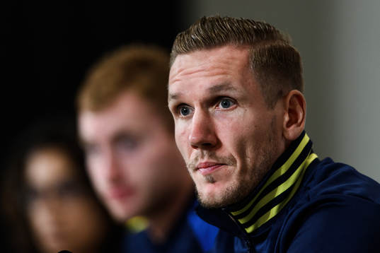 Goalkeeper Robin Olsen of Sweden at a press conference