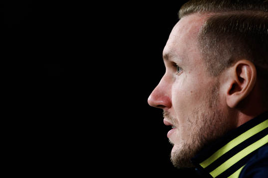 Goalkeeper Robin Olsen of Sweden at a press conference