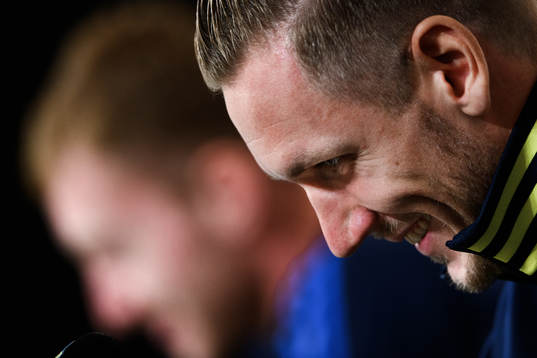 Goalkeeper Robin Olsen of Sweden at a press conference