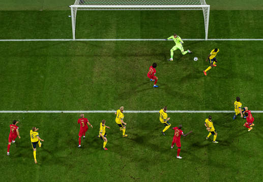 Cristiano Ronaldo of Portugal with a shot against