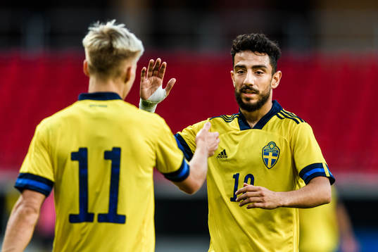Pontus Almqvist and Daleho Irandust of Sweden celebrate the