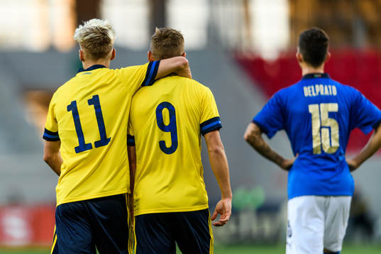 Pontus Almqvist and Jesper Karlsson of Sweden celebrate the