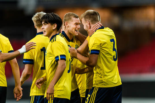 Gustav Henriksson and Felix Beijmo of Sweden celebrate the