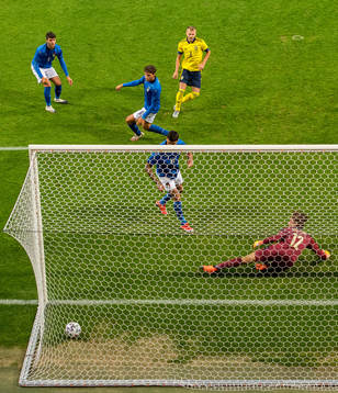 Gustav Henriksson of Sweden scores the 3-0 goal against
