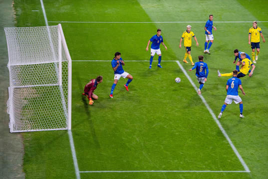 Gustav Henriksson of Sweden scores the 3-0 goal against
