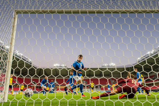 Gustav Henriksson of Sweden scores the 3-0 goal against