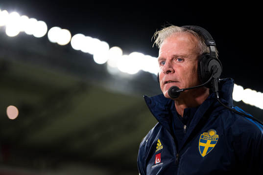 Head coach Roland Nilsson of Sweden is being interviewed