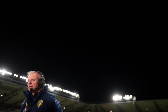 Head coach Roland Nilsson of Sweden is being interviewed