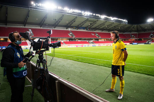 Gustav Henriksson of Sweden is being interviewed