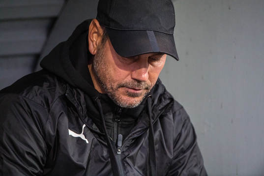 Mjällbys tränare Marcus Lantz  deppar