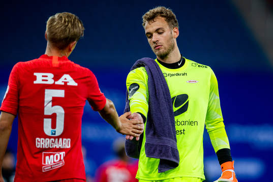 Goalkeeper Markus Pettersen of Brann looks dejected