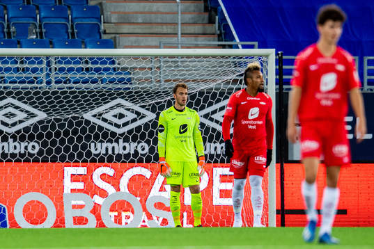 Goalkeeper Markus Pettersen of Brann looks dejected