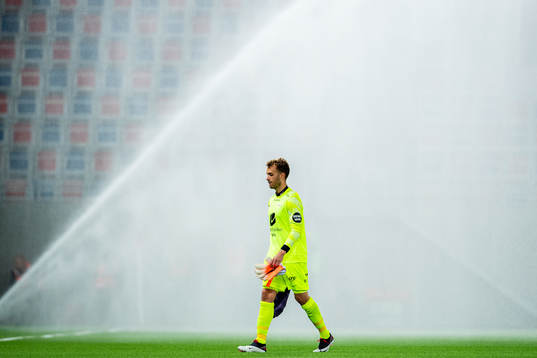 Goalkeeper Markus Pettersen of Brann looks dejected at