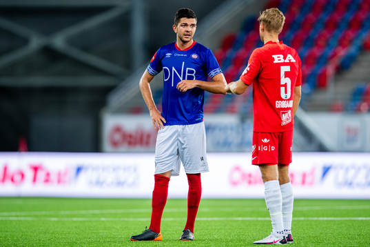 Fredrik Oldrup Jensen of Vålerenga and Thomas Grøgaard of