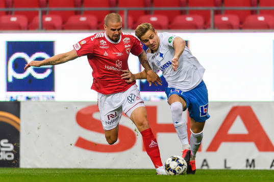 Kalmars Douglas Bergqvist och IFK Norrköpings Christoffer
