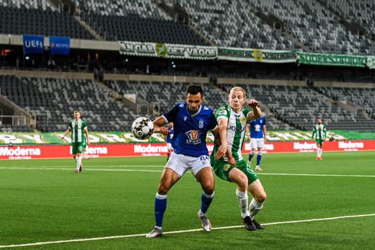 Alan Czerwinski of Lech Poznan and Gustav Ludwigson of