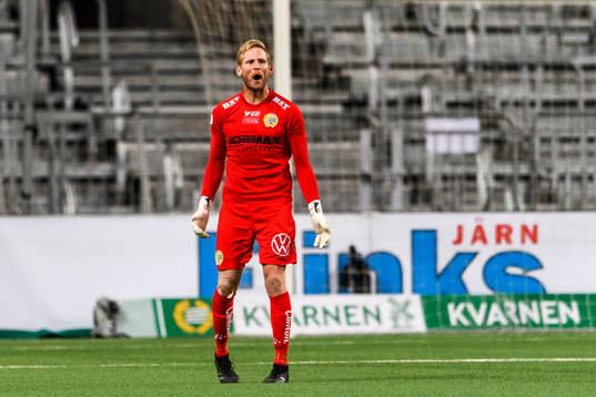 Goalkeeper David Ousted of Hammarby reacts