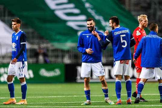 Mikael Ishak of Lech Poznan celebrates