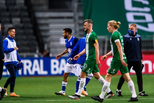 Richard Magyar and Gustav Ludwigson of Hammarby look