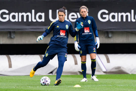 Goalkeeper Zecira Musovic and Jennifer Falk