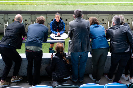 Kosovare Asllani is being interviewed