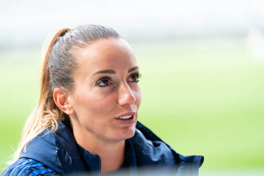 Kosovare Asllani is being interviewed