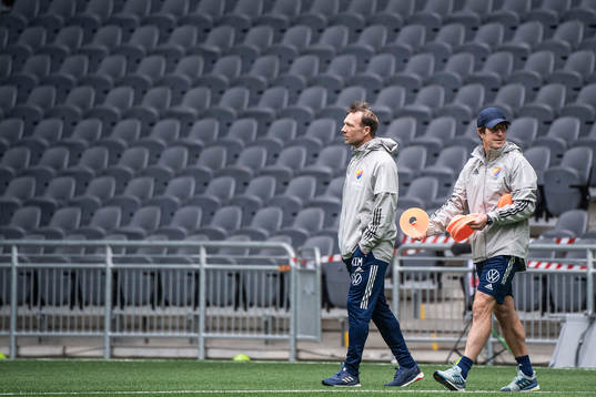 Djurgårdens tränare Kim Bergstrand och Thomas Lagerlöf