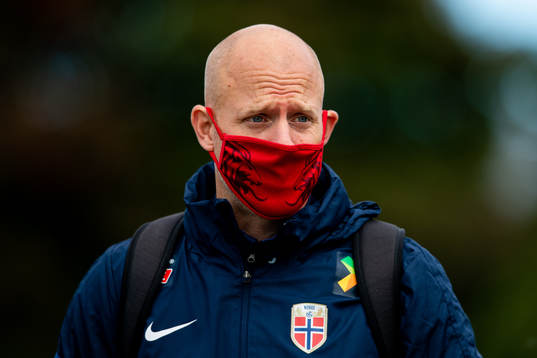 Anders Jacobson, assistant coach of Norway, wearing a face