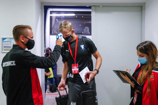 Alexander Nilsson of Malmö FF enters the stadium