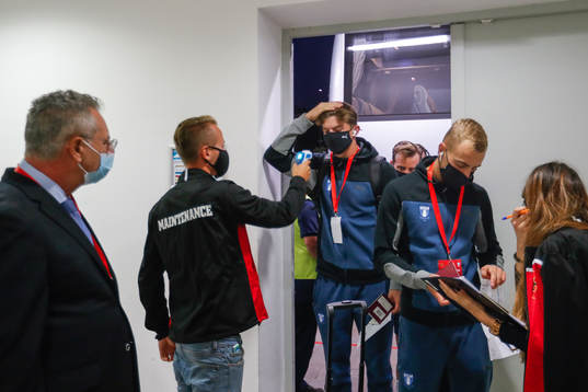 Players of Malmö FF enter the stadium