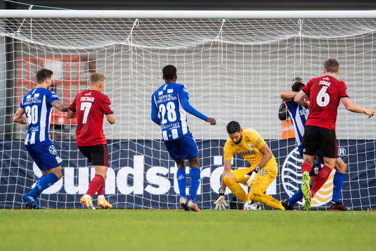 Goalkeeper Ioannis Anestis of IFK Göteborg makes a save