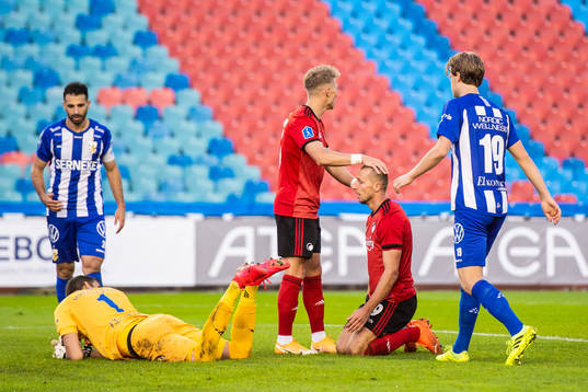 Viktor Fischer and Kamil Wilczek of FC Köpenhamn looks